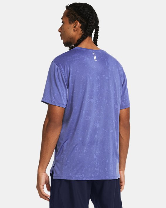 Men's UA Launch Splatter Short Sleeve in Purple image number 1